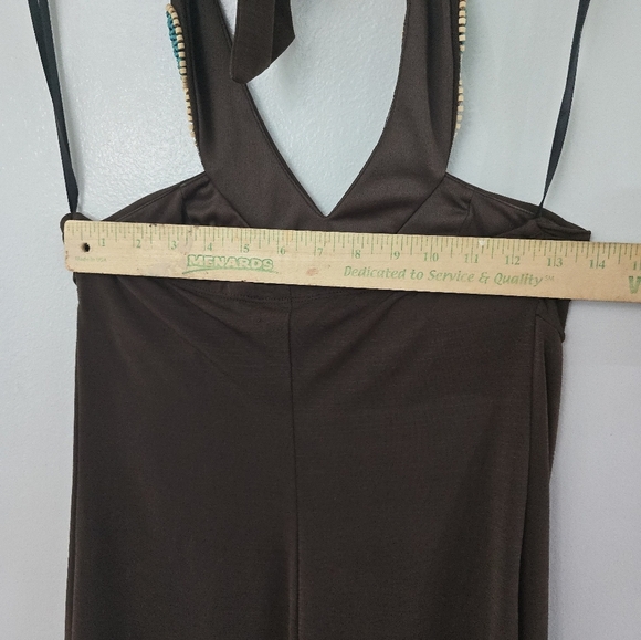 Iz Byer Y2K Dress Size Small Boho Beaded Embellished Halter Fairycore Festival - Picture 7 of 9